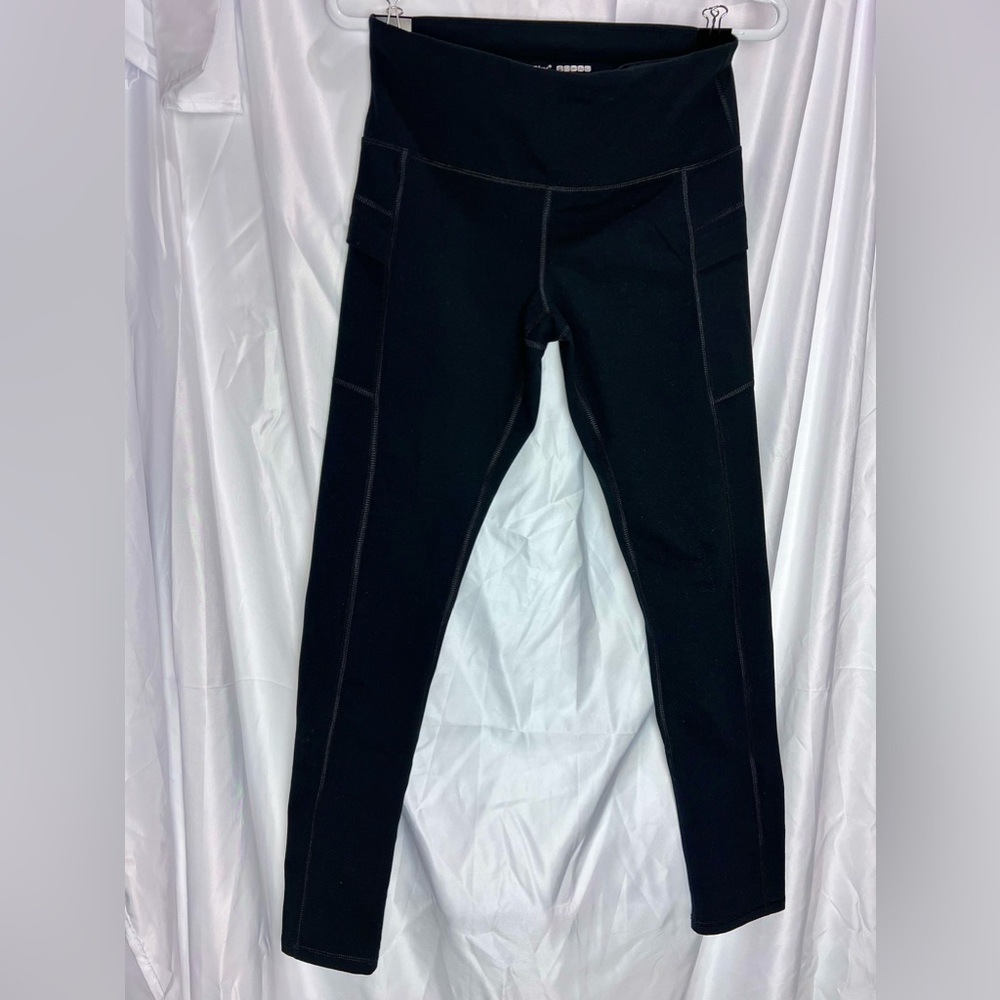 LifeSky Yoga Pants with Pockets and Tummy Control, Size M, Black